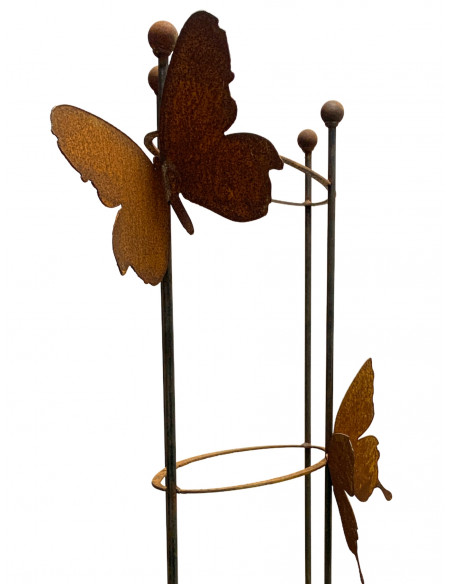 Rankhilfe Metall - Rankgitter und Rankgerüste Ovale Rankilfe mit 4 Schmetterlingen - Höhe 160 cm - Breite 50 cm Staudenhalter 
