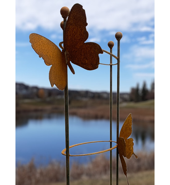 Rankhilfe Metall - Rankgitter und Rankgerüste Ovale Rankilfe mit 4 Schmetterlingen - Höhe 160 cm - Breite 50 cm Staudenhalter 
