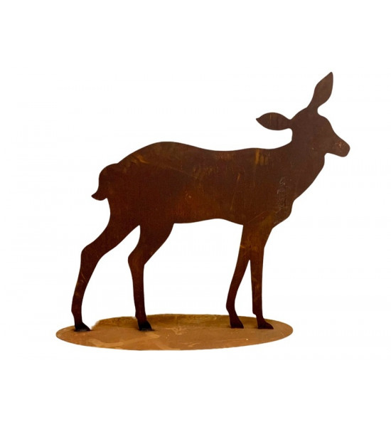 Weihnachtsdeko Reh mit geneigtem Kopf auf Platte, Höhe 26, Breite 27 cm, klein Dieses  kleine Reh ist auf einer Standplatte zum 
