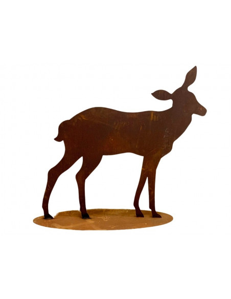 Weihnachtsdeko Reh mit geneigtem Kopf auf Platte, Höhe 26, Breite 27 cm, klein Dieses  kleine Reh ist auf einer Standplatte zum 