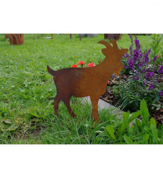 Bauernhoftiere Bauernhof Tier Ziege stehend, mittelgroß, 29 cm hoch, 27 cm lang Die Ziege aus Edelrost steht seitlich und blickt