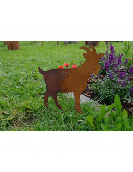 Bauernhoftiere Bauernhof Tier Ziege stehend, mittelgroß, 29 cm hoch, 27 cm lang Die Ziege aus Edelrost steht seitlich und blickt Bauernhoftiere Bauernhof Tier Ziege stehend, mittelgroß, 29 cm hoch, 27 cm lang Die Ziege aus Edelrost steht seitlich und blickt