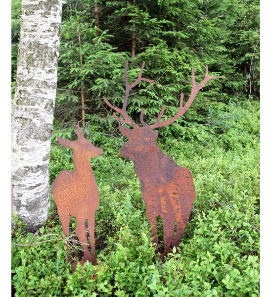 rostige Deko Hirsche und Rehe Edelrost Reh von vorne auf Platte zum Stellen - Höhe 80cm Edelrost Reh von vorne auf Platte zum St