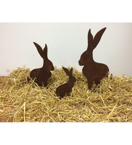 Hasen eleganter Osterhase  - Groß - auf Platte - Höhe 40 cm Edelrost Hase, sitzend, auf Platte. Bringt Ostern in Ihr Heim.

Hö