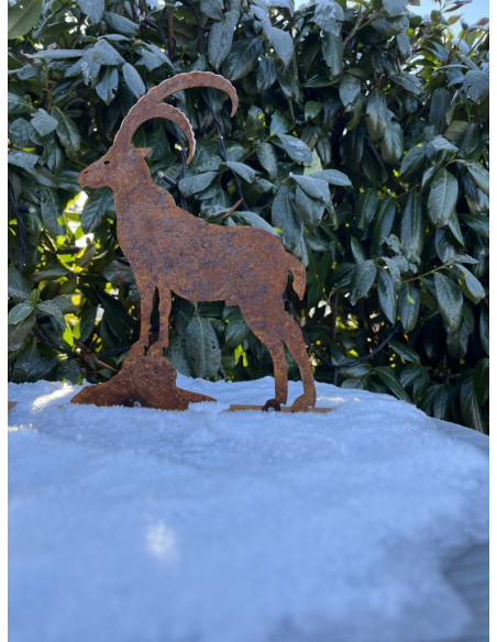 Allgäu Deko Dekofigur Steinbock - klein 30 cm hoch auf Platte Schöner Deko Steinbock aus Metall, passt perfekt auf Regal, Kachel Allgäu Deko Dekofigur Steinbock - klein 30 cm hoch auf Platte Schöner Deko Steinbock aus Metall, passt perfekt auf Regal, Kachel