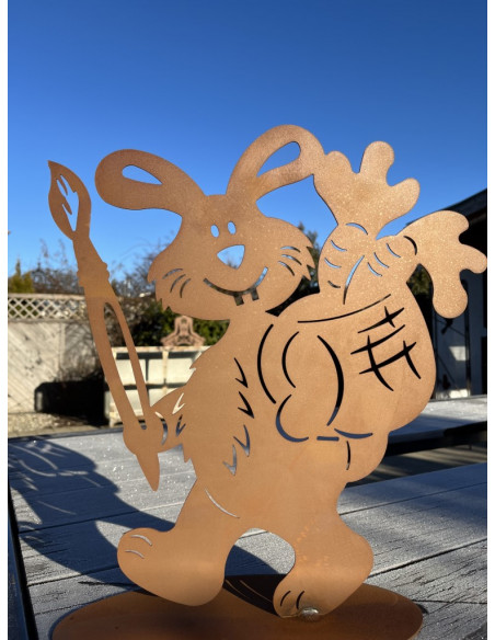 Hasen lustiger Rost Hase - Michelangelo - mit Pinsel Höhe 41 cm -  Großer Osterhase aus Edelrost Ein besonderes Highlight zum De