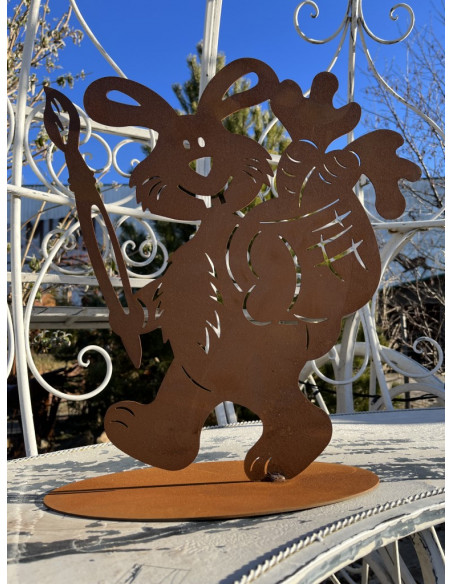 Hasen lustiger Rost Hase - Michelangelo - mit Pinsel Höhe 41 cm -  Großer Osterhase aus Edelrost Ein besonderes Highlight zum De