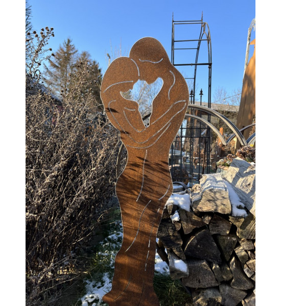 Gartendeko Rost Liebespaar Gartenstecker Edelrost - Höhe 120cm Gartenstecker mit einem Liebespaar als Gartenstecker für Deine Ga