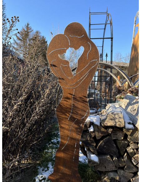 Gartendeko Rost Liebespaar Gartenstecker Edelrost - Höhe 120cm Gartenstecker mit einem Liebespaar als Gartenstecker für Deine Ga