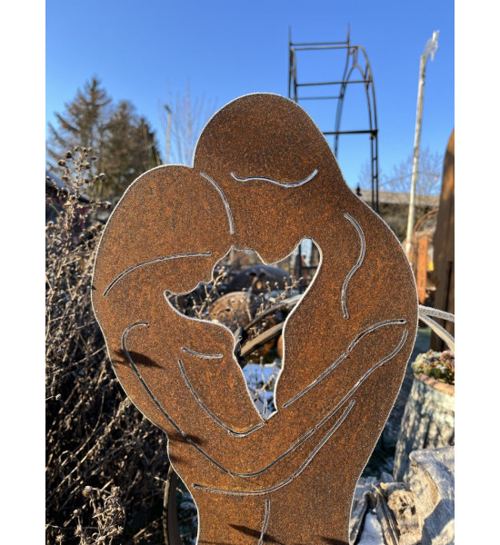 Gartendeko Rost Liebespaar Gartenstecker Edelrost - Höhe 120cm Gartenstecker mit einem Liebespaar als Gartenstecker für Deine Ga