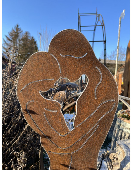 Gartendeko Rost Liebespaar Gartenstecker Edelrost - Höhe 120cm Gartenstecker mit einem Liebespaar als Gartenstecker für Deine Ga