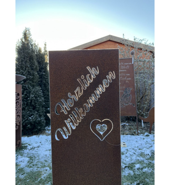 Sichtschutz zum Stecken Sichtschutz Paravent zum stecken - Herzlich Willkommen - Höhe 120 cm 
Höhe 100 cm
Breite 30 cm
Gesamt