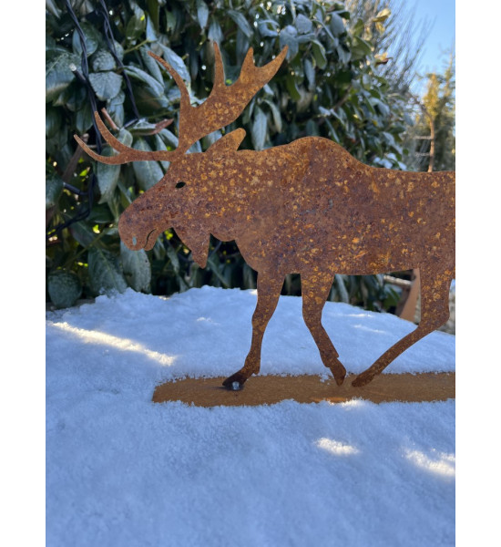 Elche + Nordische Deko kleiner Edelrost Elch 22 cm breit 17 cm hoch 
nordischer Elch als tolle Winter und Weihnachtsdeko
H&oum
