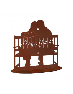 Glückliches Pärchen auf Parkbank - Ewiges Glück - Höhe 32 cm