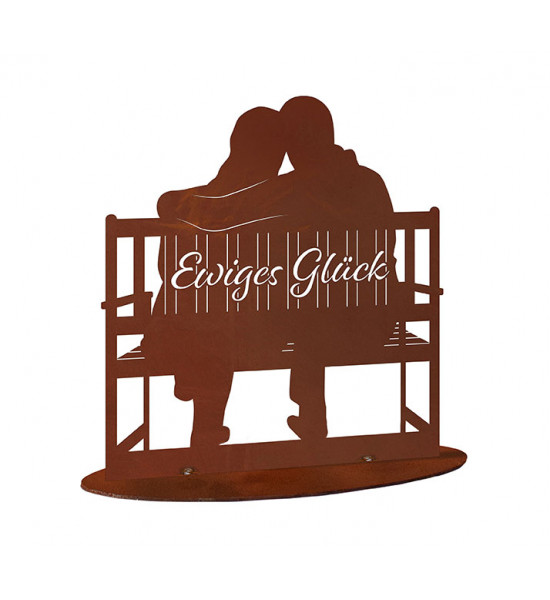 Glückliches Pärchen auf Parkbank - Ewiges Glück - Höhe 32 cm