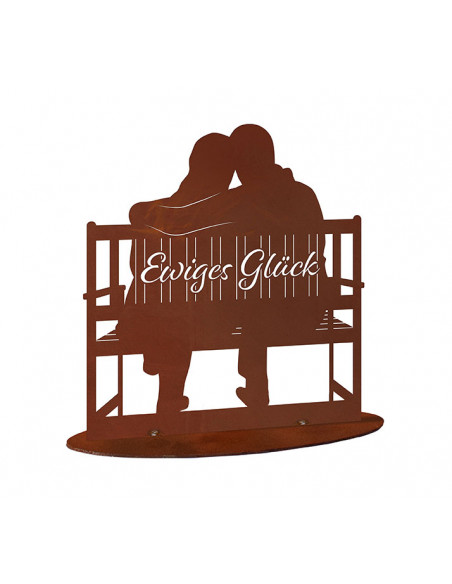 Glückliches Pärchen auf Parkbank - Ewiges Glück - Höhe 32 cm