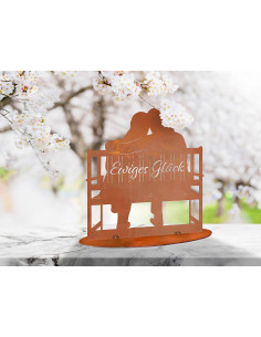 Glückliches Pärchen auf Parkbank - Ewiges Glück - Höhe 32 cm 2
