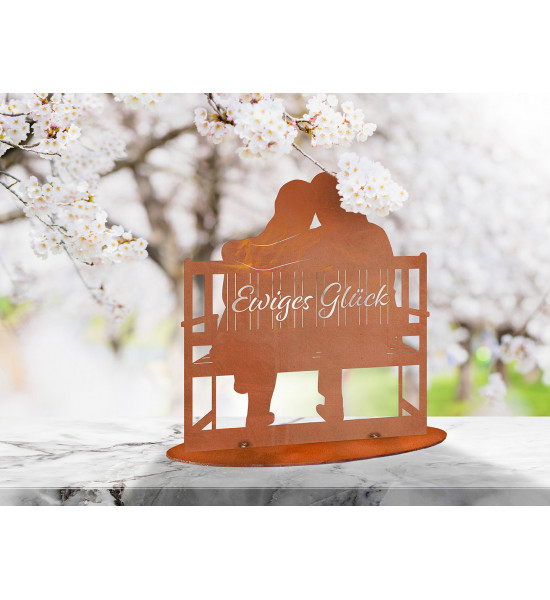 Glückliches Pärchen auf Parkbank - Ewiges Glück - Höhe 32 cm