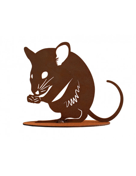 Nagende Maus aus Rost - Krümmel - Höhe 13 cm