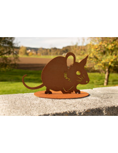 Lauernde Maus aus Rost - Speedy - Höhe 10 cm 2