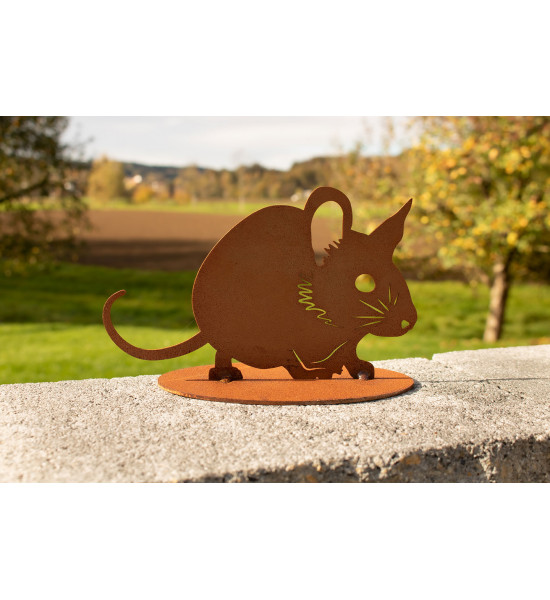 Lauernde Maus aus Rost - Speedy - Höhe 10 cm