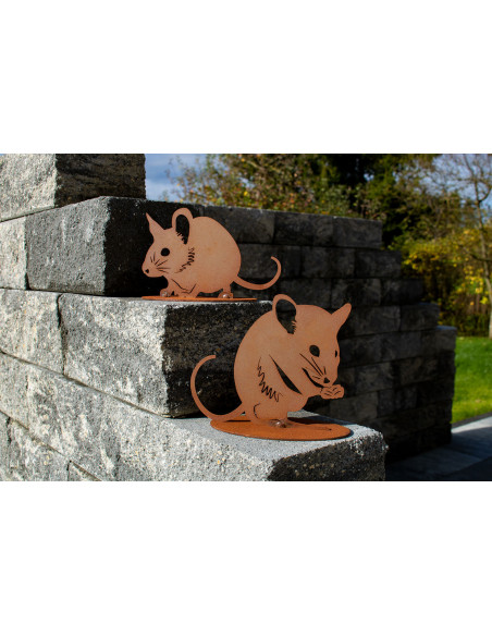 Lauernde Maus aus Rost - Speedy - Höhe 10 cm Lauernde Maus aus Rost - Speedy - Höhe 10 cm