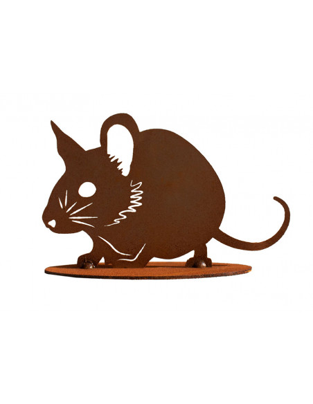 Lauernde Maus aus Rost - Speedy - Höhe 10 cm Lauernde Maus aus Rost - Speedy - Höhe 10 cm