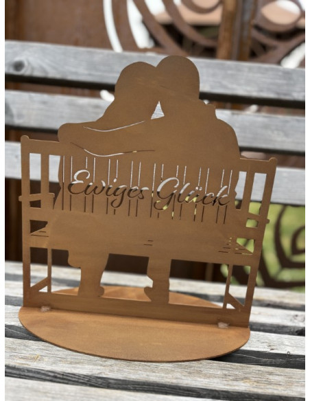 Menschen und Silhouetten Glückliches Pärchen auf Parkbank - Ewiges Glück - Höhe 32 cm Edelrost Pärchen-Silhouette auf Parkbank m