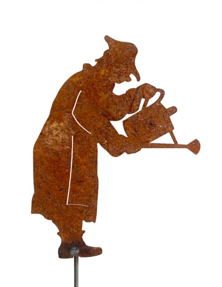 Gartenstecker Gärtner mit Gießkanne Dekofigur Mini Gartenstecker - 15 cm hoch Die stilvolle und künstlerische Gärtner Figur mit 