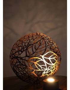 Edelrost Kugel Hortensie , Ø 50 cm -  filigrane Gartendekoration aus rostigem Metall für Drinnen und Draussen 2