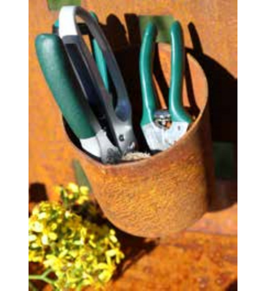 Gartendeko Rost Metall Pflanztisch mit Rückwand - Regalbrett - 2 Ablagen - Arbeitsbreite 95 cm Massiver Pflanztisch mit Stahlrah