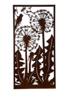 Pusteblumen Designer Pusteblumen Sichtschutzwand Metall Rost - 200 cm hoch - Pusteblumen im Wind liebevoll designte Pusteblumen  2