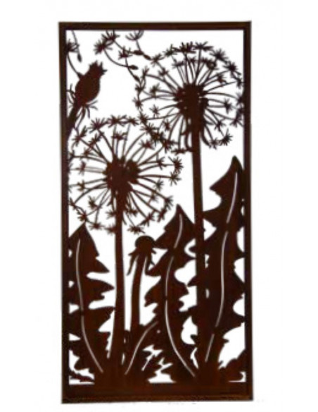 Pusteblumen Designer Pusteblumen Sichtschutzwand Metall Rost - 200 cm hoch - Pusteblumen im Wind liebevoll designte Pusteblumen 