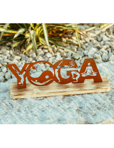 Schriftzüge Metall Schriftzug Yoga - 40 cm breit - Edelrost Deko 
Der Schriftzug YOGA besteht aus Menschenfiguren, die Buchst