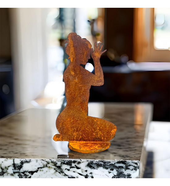 Yoga Deko - Figuren und Statuen mit Yoga und Meditation Positionen Yoga Mädel - Liv - klein - Fersensitz - Vajrasana - auf Platt