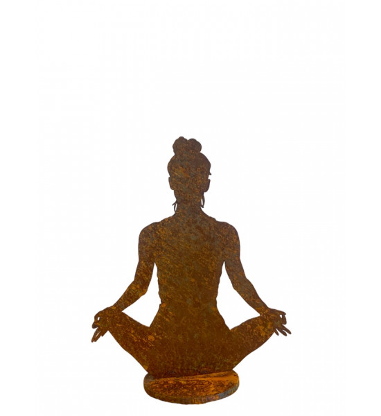 Yoga Deko - Figuren und Statuen mit Yoga und Meditation Positionen Yoga Mädel - Svenja - klein - Lotus Pose - auf Platte - Höhe 
