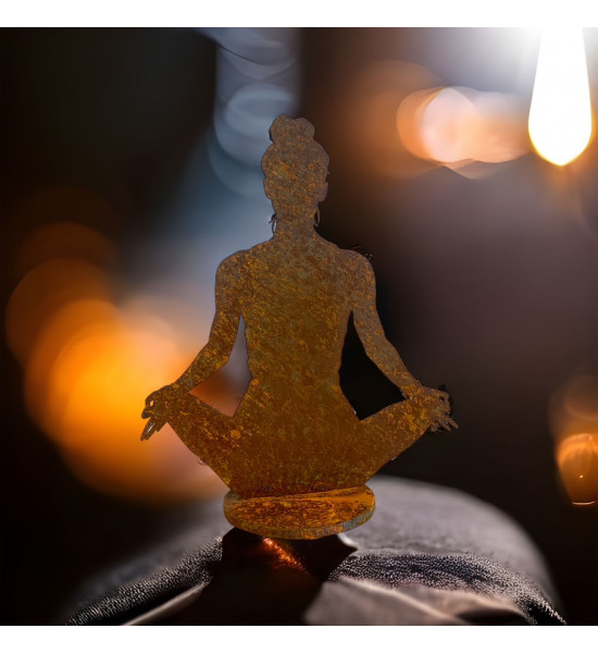 Yoga Deko - Figuren und Statuen mit Yoga und Meditation Positionen Yoga Mädel - Svenja - klein - Lotus Pose - auf Platte - Höhe 