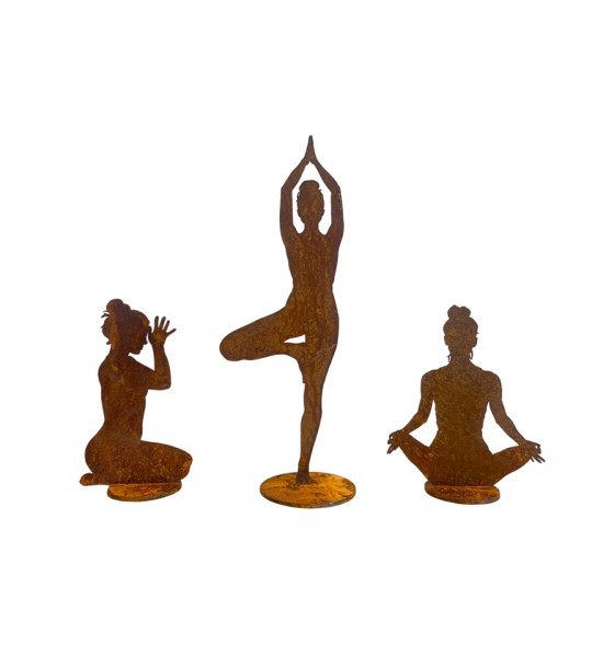 Yoga Deko - Figuren und Statuen mit Yoga und Meditation Positionen Yoga Mädel - Svenja - klein - Lotus Pose - auf Platte - Höhe 