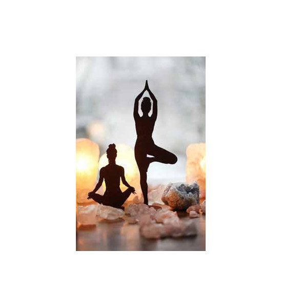 Yoga Deko - Figuren und Statuen mit Yoga und Meditation Positionen Yoga Mädel - Eva - klein - Baum Pose - auf Platte - Höhe 29 c