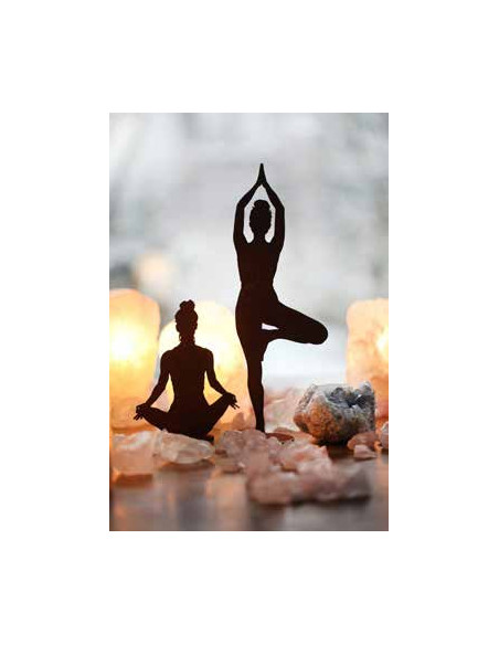 Yoga Deko - Figuren und Statuen mit Yoga und Meditation Positionen Yoga Mädel - Eva - klein - Baum Pose - auf Platte - Höhe 29 c