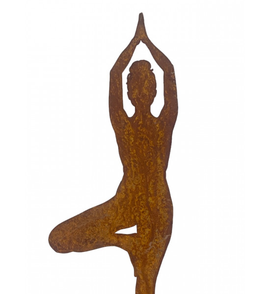 Yoga Deko - Figuren und Statuen mit Yoga und Meditation Positionen Yoga Mädel - Eva - klein - Baum Pose - auf Platte - Höhe 29 c
