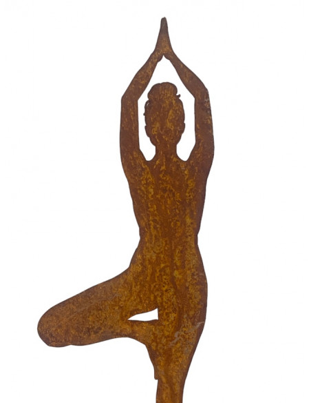 Yoga Deko - Figuren und Statuen mit Yoga und Meditation Positionen Yoga Mädel - Eva - klein - Baum Pose - auf Platte - Höhe 29 c