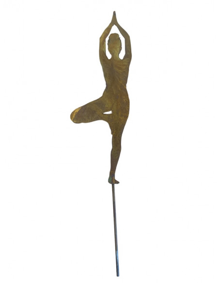 Yoga Deko - Figuren und Statuen mit Yoga und Meditation Positionen Yoga Mädel - Eva - klein - Baum Pose - Topfstecker 
Yoga Mäd