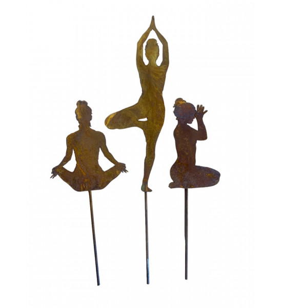 Yoga Deko - Figuren und Statuen mit Yoga und Meditation Positionen Yoga Mädel - Eva - klein - Baum Pose - Topfstecker 
Yoga Mäd