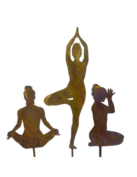 Yoga Deko - Figuren und Statuen mit Yoga und Meditation Positionen Yoga Mädel - Eva - klein - Baum Pose - Topfstecker 
Yoga Mäd
