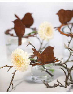 Vogel Deko 1 Vögelchen auf Ring - Verzierung für Vasen 
Vögelchen auf Ring
Durchmesser ca. 7,5-10 cm
