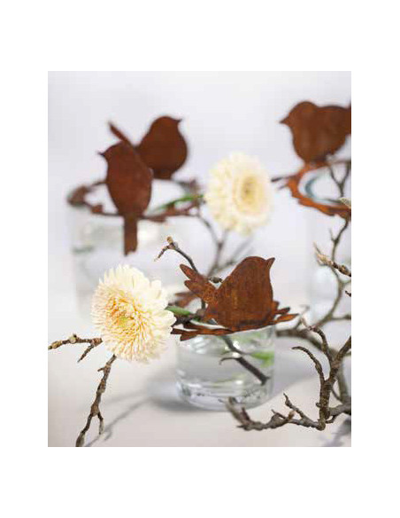 Vogel Deko 1 Vögelchen auf Ring - Verzierung für Vasen 
Vögelchen auf Ring
Durchmesser ca. 7,5-10 cm
