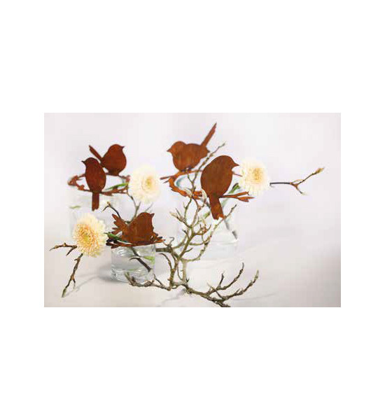 Vogel Deko 1 Vögelchen auf Ring - Verzierung für Vasen 
Vögelchen auf Ring
Durchmesser ca. 7,5-10 cm
