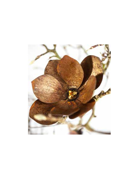Bastelideen mit Metall und Rost Magnolie aus Stahl zum Einarbeiten - mit goldener Mitte 
Magnolie zum Einarbeiten mit goldener 