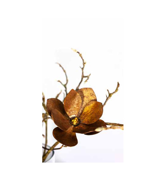Bastelideen mit Metall und Rost Magnolie aus Stahl zum Einarbeiten - mit goldener Mitte 
Magnolie zum Einarbeiten mit goldener 